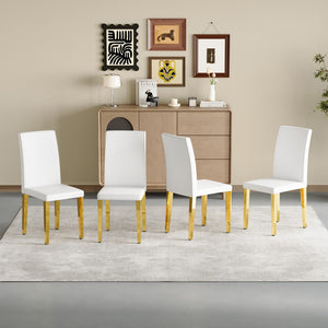 English Elm Set Of 4 Elegant White Pu Leather Chairs With Gold Legs – Chic, Durable, And Perfect For Modern Spaces! W3226P279073-GIGA