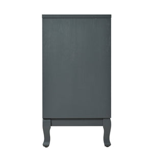English Elm Retro 4-Door Sideboard with Spacious Adjustable Shelves, Solid Wood Legs, Spray-Painted MDF Finish Antique Dark Grey,Rattan W2696P256247