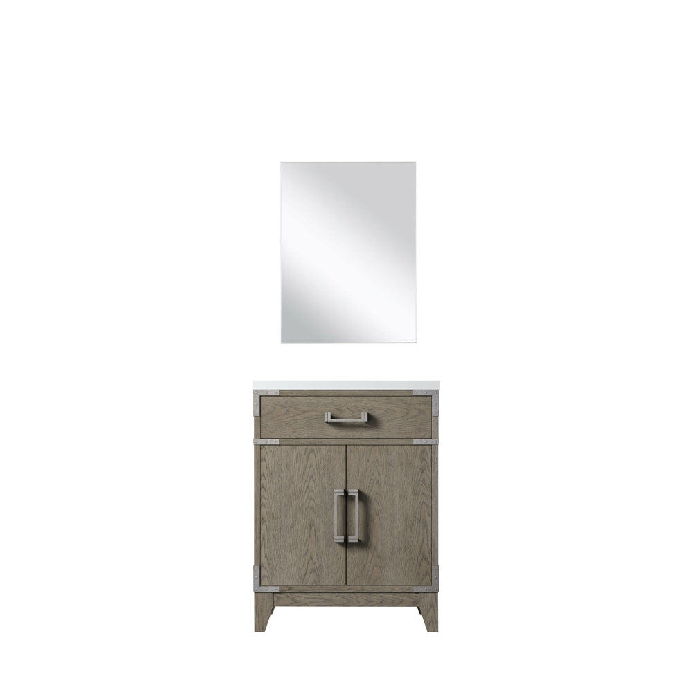 English Elm Grey Oak Single Bath Vanity with Acrylic Countertop, Soft-Close Cabinet, Mirror Included, 24"W B2731S01452