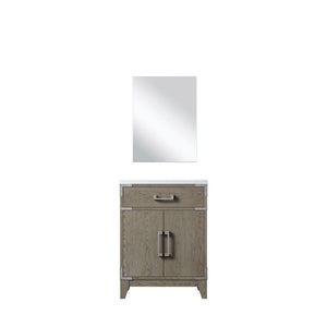 English Elm Grey Oak Single Bath Vanity with Acrylic Countertop, Soft-Close Cabinet, Mirror Included, 24"W B2731S01452