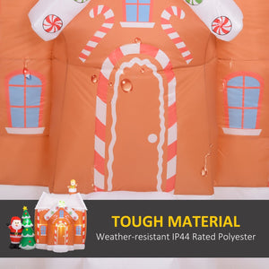 English Elm Outsunny 7Ft Inflatable Gingerbread House With Santa & Christmas Tree – Bright Led Holiday Decor! W2225P249964-GIGA