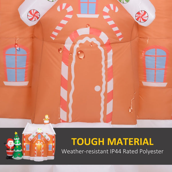 English Elm Outsunny 7Ft Inflatable Gingerbread House With Santa & Christmas Tree – Bright Led Holiday Decor! W2225P249964-GIGA