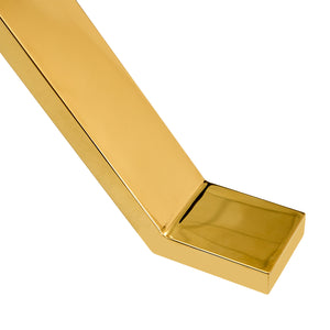 English Elm Modern Tempered Glass Dining Table with 71"x35.4" Clear Top, Gold X-Legs, Gray MDF Crossbar, 4-8 Seats W1512S00150