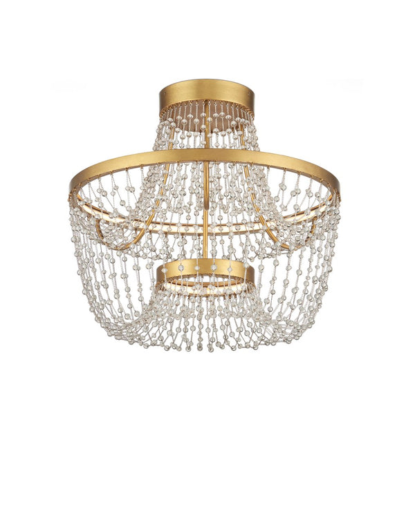 Currey & Company Mademoiselle Medium Chandelier - Elegant Glass Bead Design In Gold Leaf Finish For Stunning Ambiance Gold Glass Beads ,Wrought Iron 9000-1327-currey-company