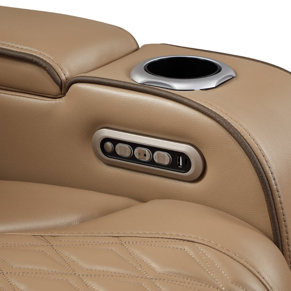 English Elm Fortuner Power Reclining Set with Led Lighting Massage and Faux Leather Seating B009S02223