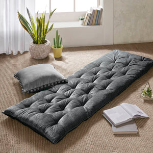 English Elm Poly Chenille Square Floor Pillow Cushion Plush 24x24 Inch Soft Polyester Seat Pad for Cozy Living Spaces Charcoal 26.77 L x 12.4 W x 12.4 H B035P280525