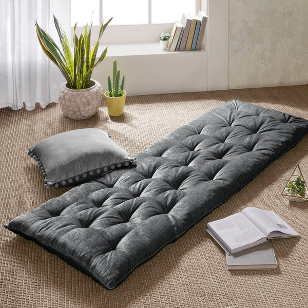 English Elm Poly Chenille Square Floor Pillow Cushion Plush 24x24 Inch Soft Polyester Seat Pad for Cozy Living Spaces Charcoal 26.77 L x 12.4 W x 12.4 H B035P280525