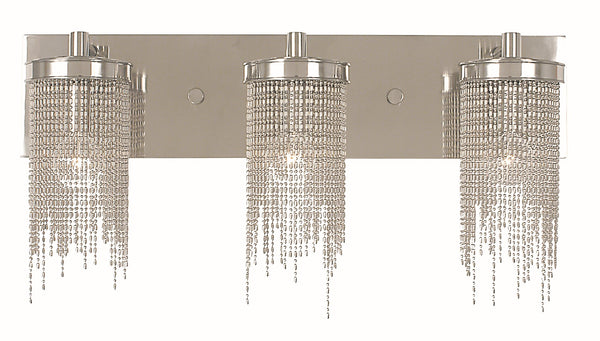 Framburg 3-light Elegant Sconce With Stunning Cylinder Beading For A Luxurious Glow - Handmade In Usa Polished Silver Metal 2293 Ps