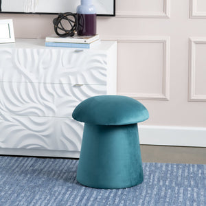 Crestview Collection Modern Velvet Ottoman: Stylish Mushroom-inspired Accent With Hidden Storage For Chic Living Spaces Teal Solid Wood Evfzr3907teal