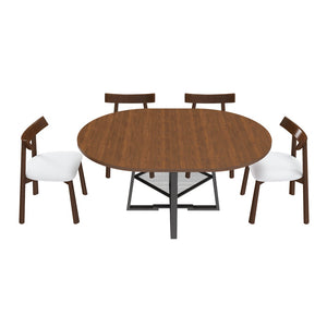 English Elm 59-inch Expandable Glass Top Dining Set Seats 8 with Upholstered Chairs X-base W2700S00112