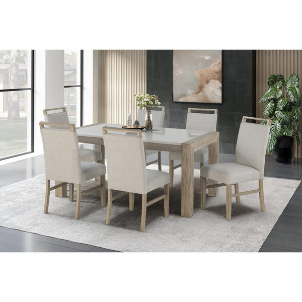 English Elm VANILLA Plush Light Grey Dining Chair with Bouclé Fabric & Solid Wood Frame, Extended Back Comfort B201P342874