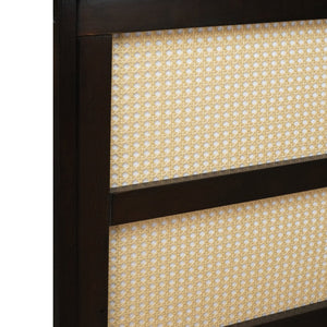 English Elm King Rattan Bed with Two Under-Storage Drawers, Rubberwood Slats, Durable 600 lb Capacity Frame Espresso W504S00228