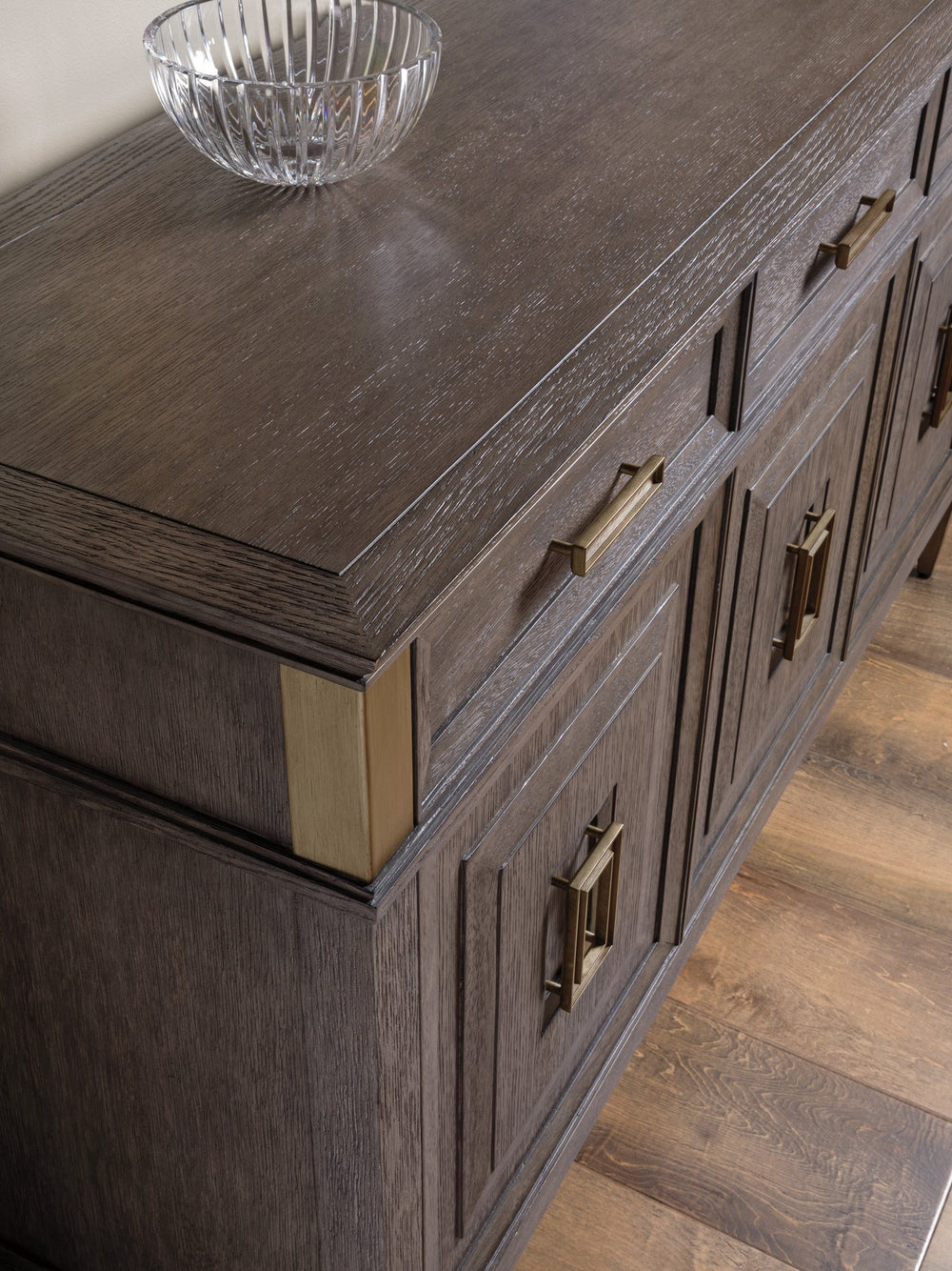 Lexington Artistica Home Belvedere Buffet - Exquisite Transitional Design With Unique Finishes, Three Doors & Felt-lined Drawers Medium Brown Wood 2295-852