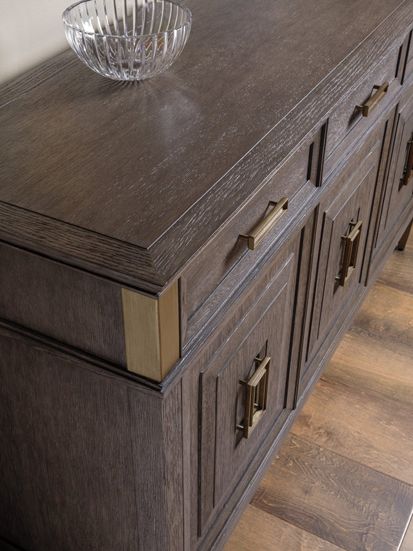 Lexington Artistica Home Belvedere Buffet - Exquisite Transitional Design With Unique Finishes, Three Doors & Felt-lined Drawers Medium Brown Wood 2295-852