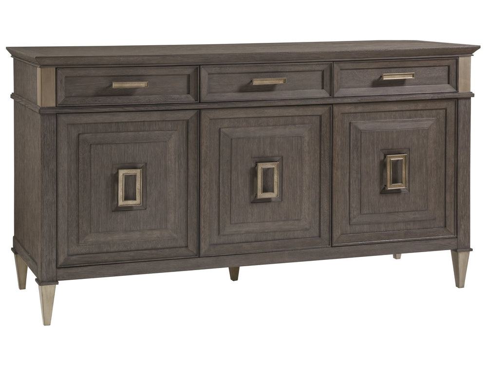 Lexington Artistica Home Belvedere Buffet - Exquisite Transitional Design With Unique Finishes, Three Doors & Felt-lined Drawers Medium Brown Wood 2295-852