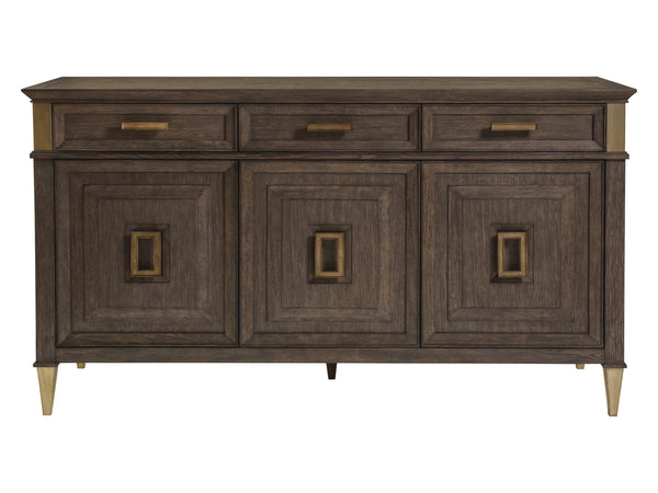 Lexington Artistica Home Belvedere Buffet - Exquisite Transitional Design With Unique Finishes, Three Doors & Felt-lined Drawers Medium Brown Wood 2295-852