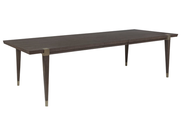 Lexington Artistica Home Belvedere Extension Dining Table - Stunning Oak Veneer Design With Brushed Nickel Accents And Leaves Medium Brown Wood 2295-877