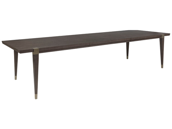 Lexington Artistica Home Belvedere Extension Dining Table - Stunning Oak Veneer Design With Brushed Nickel Accents And Leaves Medium Brown Wood 2295-877