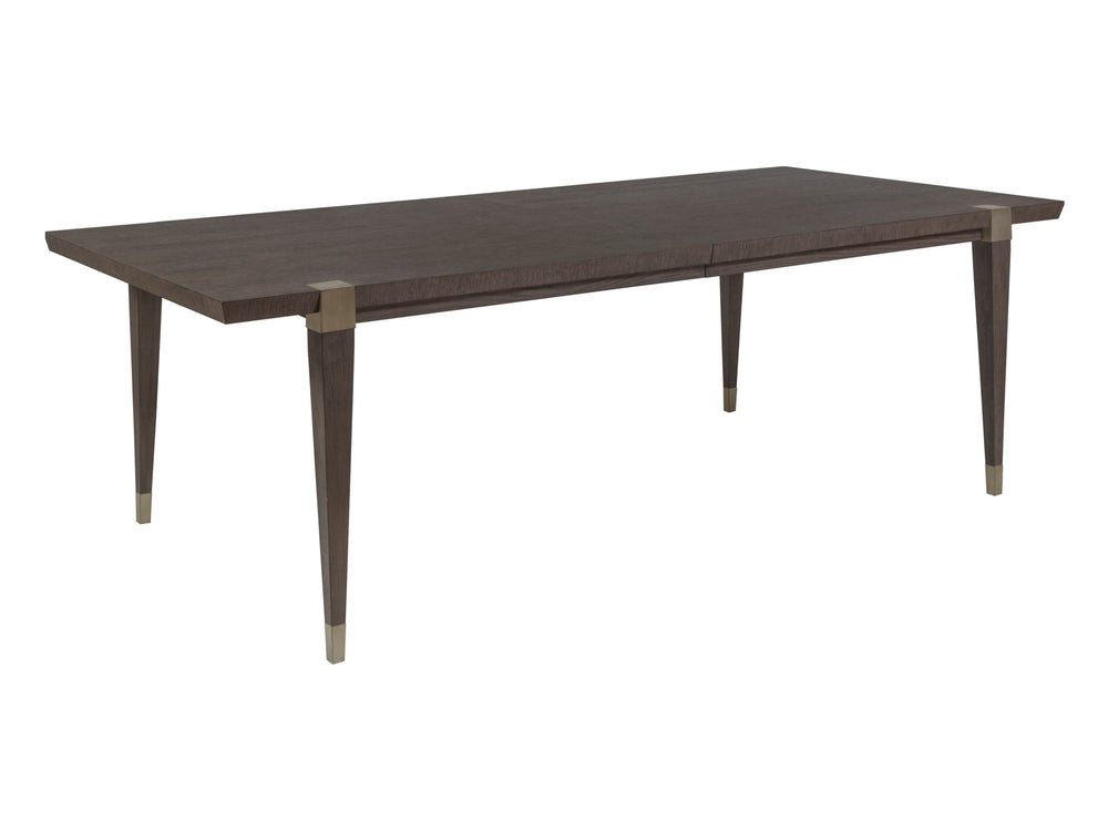 Lexington Artistica Home Belvedere Extension Dining Table - Stunning Oak Veneer Design With Brushed Nickel Accents And Leaves Medium Brown Wood 2295-877