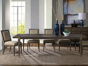 Lexington Artistica Home Belvedere Extension Dining Table - Stunning Oak Veneer Design With Brushed Nickel Accents And Leaves Medium Brown Wood 2295-877