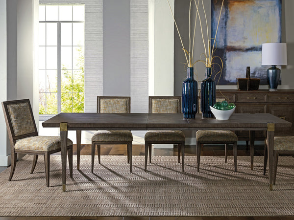Lexington Artistica Home Belvedere Extension Dining Table - Stunning Oak Veneer Design With Brushed Nickel Accents And Leaves Medium Brown Wood 2295-877