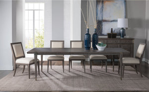 Lexington Artistica Home Belvedere Extension Dining Table - Stunning Oak Veneer Design With Brushed Nickel Accents And Leaves Medium Brown Wood 2295-877