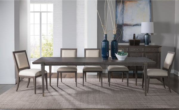 Lexington Artistica Home Belvedere Extension Dining Table - Stunning Oak Veneer Design With Brushed Nickel Accents And Leaves Medium Brown Wood 2295-877