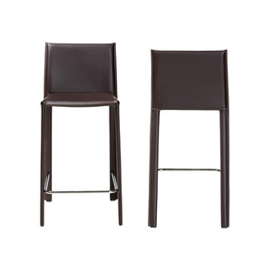 Baxton Studio Baxton Studio Crawford Leather 2-Piece Counter Stool Set - Modern Industrial Style & Comfort Brown ALC-1822A-65 Brown