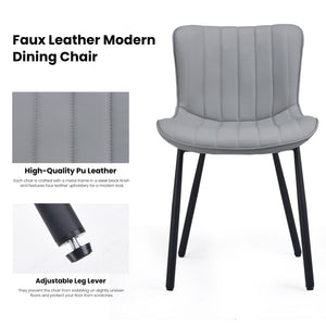 English Elm Dining Chairs Set of 2 Grey Faux Leather with Spindle Back, Adjustable Feet, Metal Legs—Mid‑Century Chic T3623P409233