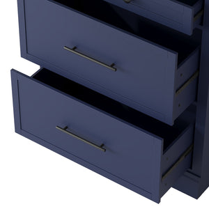 English Elm Topmax 83.7" Blue Kitchen Pantry With Faux Marble Top, 5 Drawers, Adjustable Shelf N717P221575C-GIGA