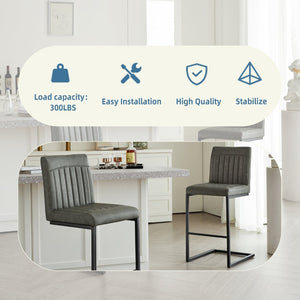 English Elm Faux Leather Counter Stools Set of Two Ergonomic Curved Back Metal Frame Kitchen Seating W5096P400639