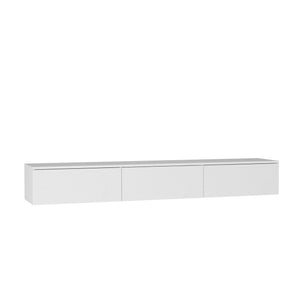 English Elm Floating LED TV Stand Wall Mounted with 16-Color Ambience, Modern Floating Cabinet with Ample Storage for 55–65" TVs White 72.24 L x 16.73 W x 5.12 H W1321P307882