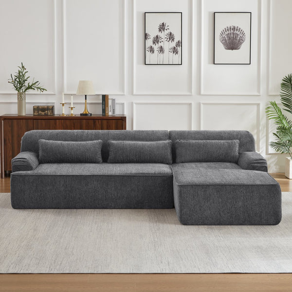 English Elm Chenille L-Shape Luxury Sectional Sofa - Oversized Comfy Sleeper Couch For Modern Living Spaces W2339S00070
