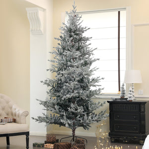 English Elm Homcom 9Ft Snow-Flocked Artificial Christmas Tree With 1939 Tips, Easy Assembly & Sturdy Metal Stand W2225P249628