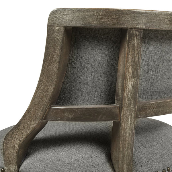 English Elm Jennifer Taylor Home - Paris 26.5" Farmhouse Counter Height Bar Stool with Upholstered Linen Seat, Hardwood Frame, Brass Footrest Gray B2719P238378