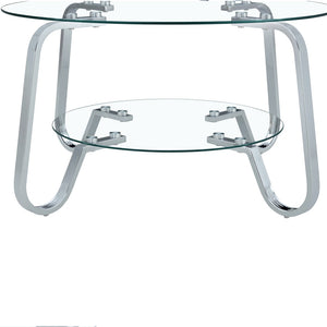 English Elm Retro Industrial Square Coffee Table Dual Tier Tempered Glass and Metal Frame Living Room W3875P391118