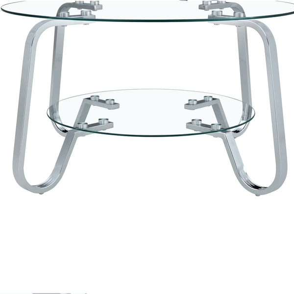 English Elm Retro Industrial Square Coffee Table Dual Tier Tempered Glass and Metal Frame Living Room W3875P391118