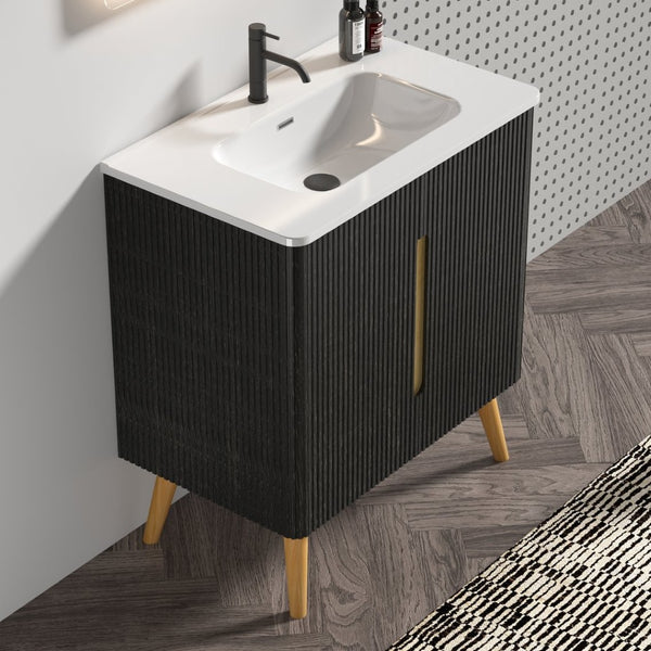 English Elm Cc0430f308 Etna Freestanding Bathroom Vanity Handleless Oak Cabinet Modern Bath W1865P330155