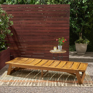 English Elm Christopher Knight Home® - Maki Chaise Lounge - Stylish Acacia Wood With Iron Accents, Adjustable Backrest For Ultimate Comfort 70998.00MP1