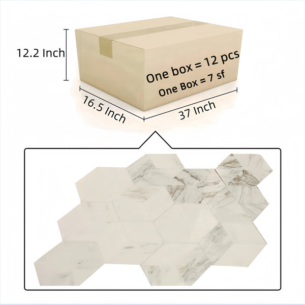 English Elm Hexagon Marble Tile: Snow Mountain White Natural Stone For Luxurious Walls & Floors, 12 Pcs Box W1696P262341