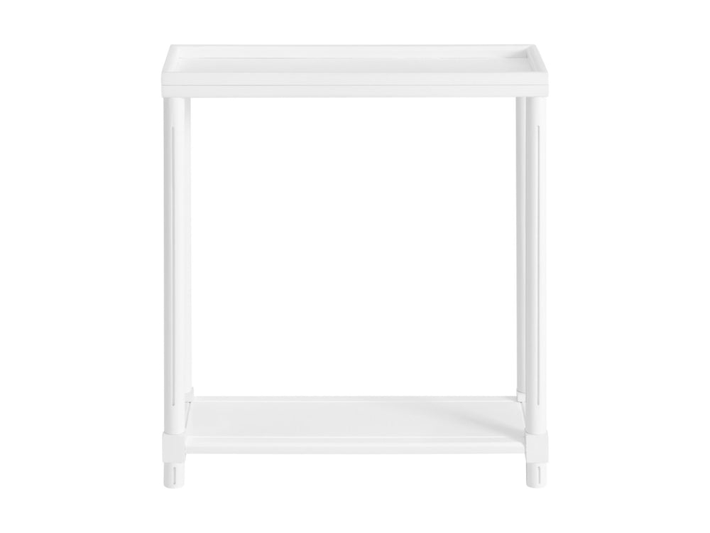 English Elm Narrow End Tables Set of 2 with Open Lower Shelf Slim Wood Living Room Accent White B2751P436466
