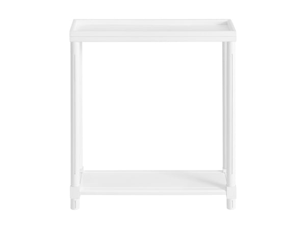 English Elm Narrow End Tables Set of 2 with Open Lower Shelf Slim Wood Living Room Accent White B2751P436466