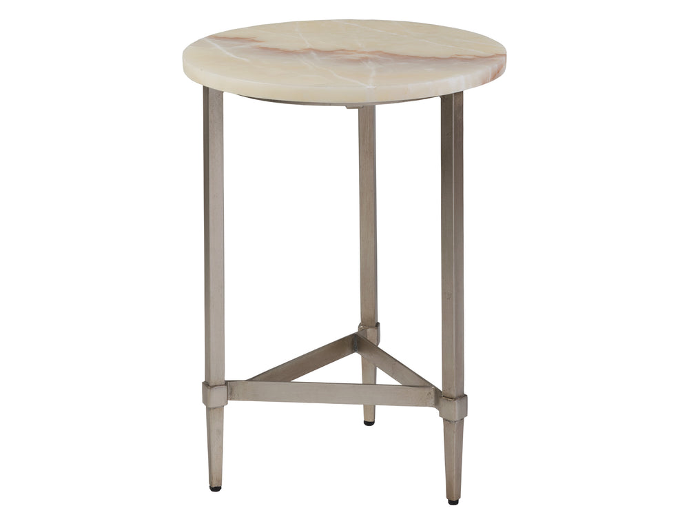 Lexington Artistica Home Benton Round Spot Table - Stunning Amber Onyx Top With Champagne Leaf Iron Base For Elegant Spaces Champagne Wood 2297-950