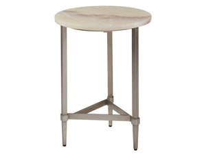 Lexington Artistica Home Benton Round Spot Table - Stunning Amber Onyx Top With Champagne Leaf Iron Base For Elegant Spaces Champagne Wood 2297-950