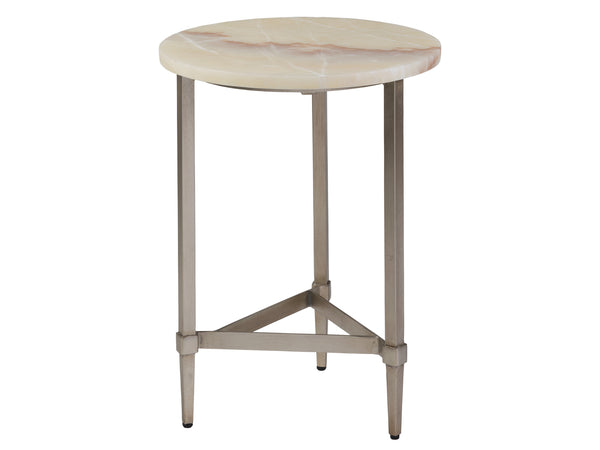 Lexington Artistica Home Benton Round Spot Table - Stunning Amber Onyx Top With Champagne Leaf Iron Base For Elegant Spaces Champagne Wood 2297-950