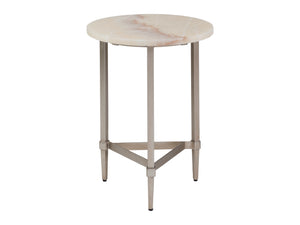 Lexington Artistica Home Benton Round Spot Table - Stunning Amber Onyx Top With Champagne Leaf Iron Base For Elegant Spaces Champagne Wood 2297-950