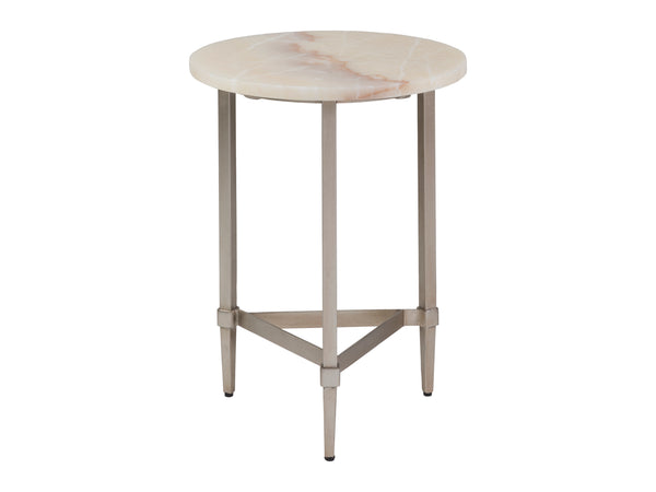 Lexington Artistica Home Benton Round Spot Table - Stunning Amber Onyx Top With Champagne Leaf Iron Base For Elegant Spaces Champagne Wood 2297-950