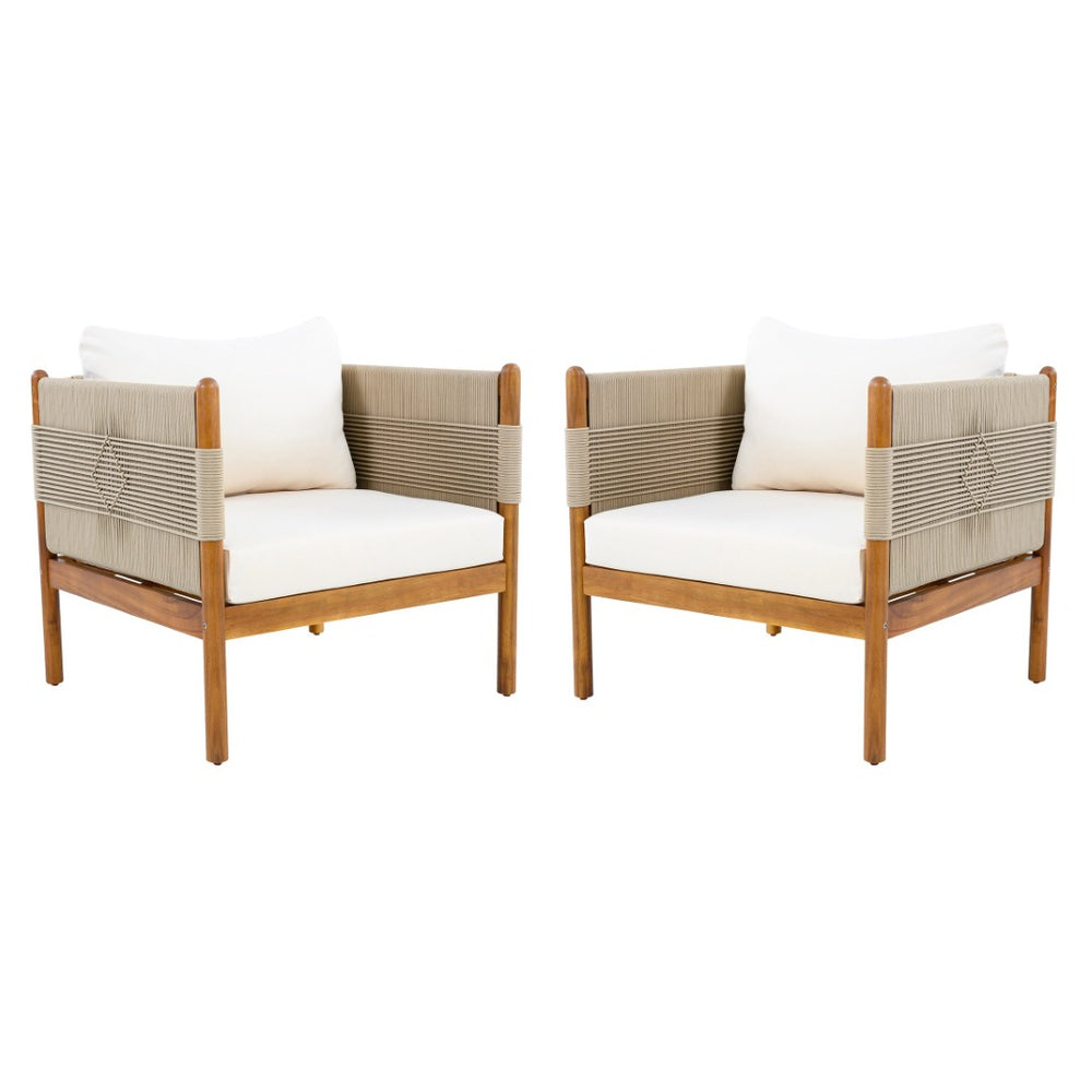English Elm Outdoor Acacia Club Chair Set with Hand-woven Rope and Teak Finish for Patio N768P361445T_2