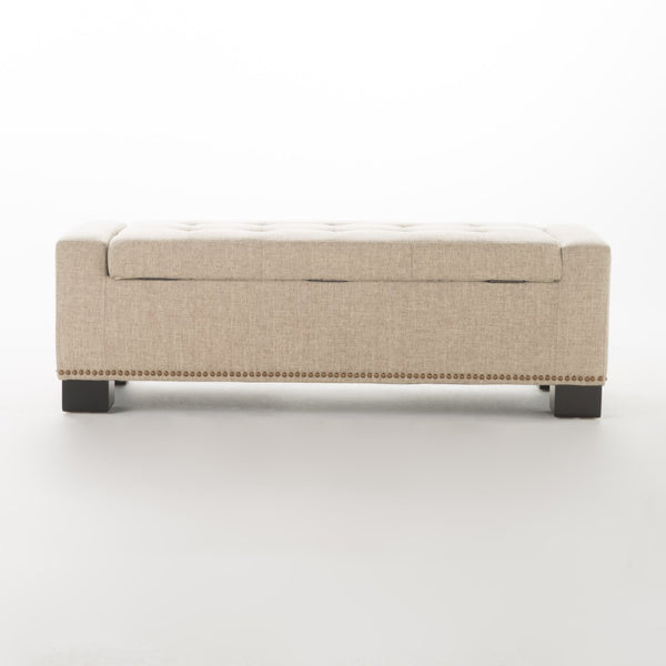 English Elm Chelsea Tufted Polyester Storage Ottoman with Stud Trim and Hinged Lid for Living Rooms 54574.00F