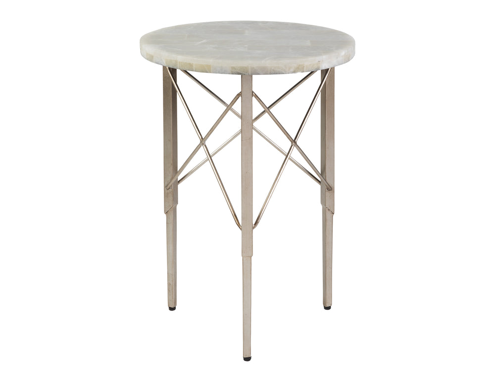 Lexington Artistica Home Bernard Round Spot Table - Transitional White Onyx Top With Elegant Iron Base In Champagne Leaf Finish Champagne Wood 2298-950